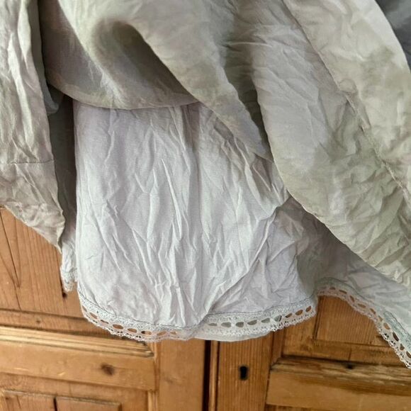 Women's Fei 2 Dress Gray Silk Anthropologie Watercolor Terrace Empire Bodice - Picture 6 of 11